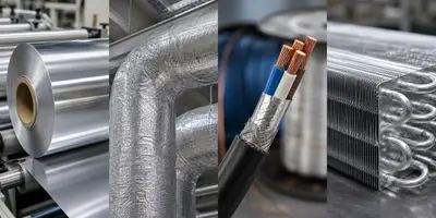 Aluminium foil applications including insulation cable and heat exchanger uses