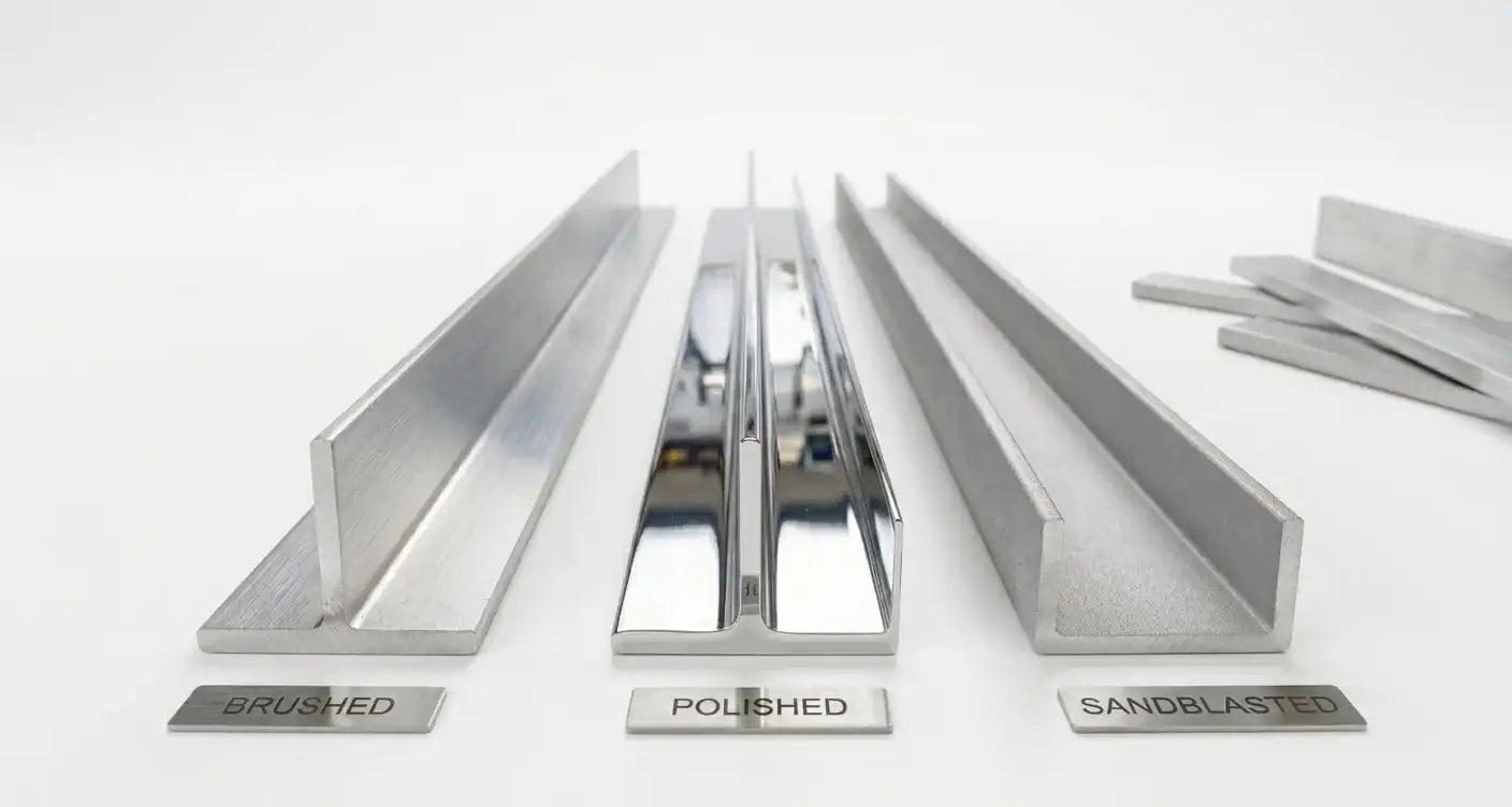 Brushed aluminum profile surface finish detail