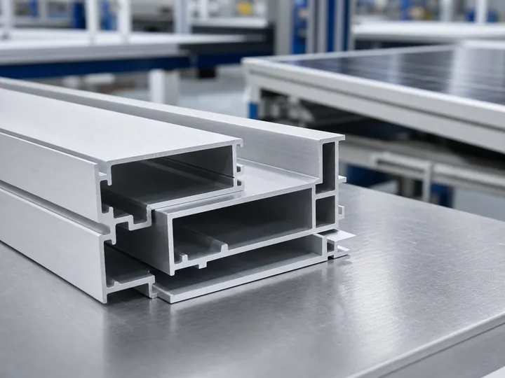 Anodized aluminium PV module frame profile surface finish close up