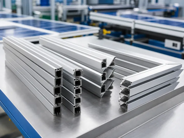 Cut aluminium frame profile set for PV module assembly